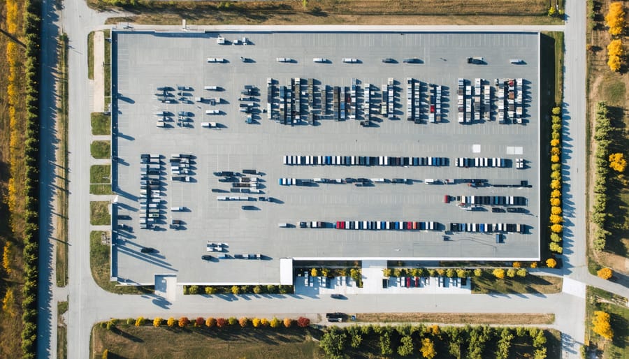 Bird's eye view of Red Deer Food Hub's local food processing and distribution center