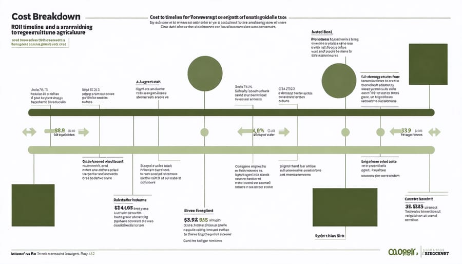 Financial analysis graph comparing costs and returns of regenerative farming over time