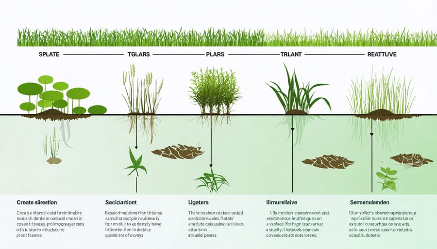 Timeline diagram showing key management activities for aquatic plants across all four seasons