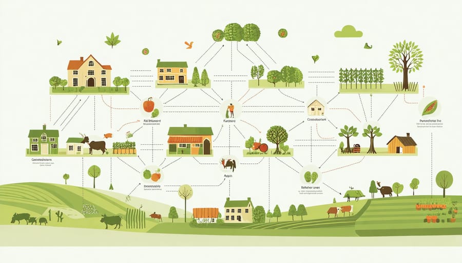 Visual diagram of stakeholder relationships in rural-urban farming partnerships