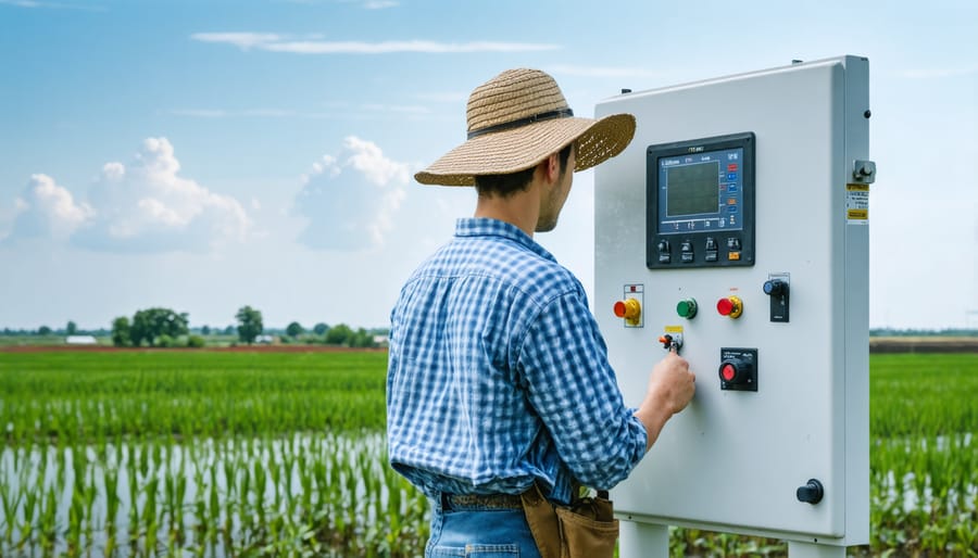 Agricultural technician checking organic hydroponic system's water quality measurements