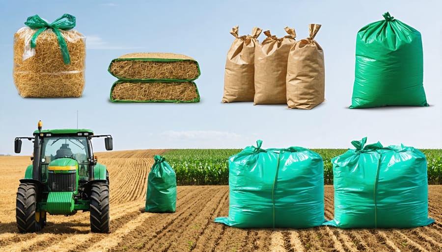 Collection of common agricultural plastic products used on Canadian farms