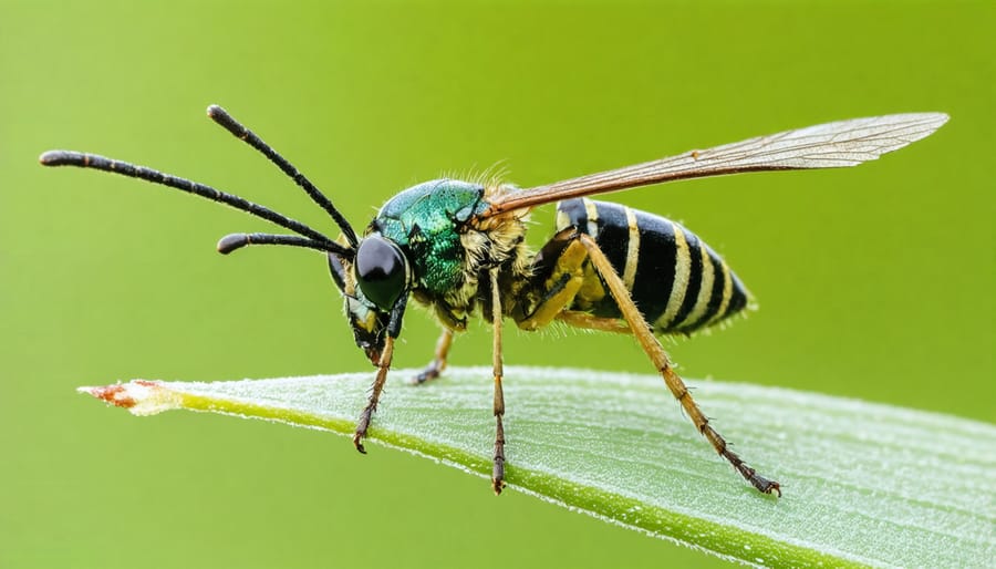 Parasitic wasps and ladybugs naturally controlling crop pests on canola plants