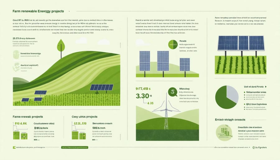 Visual chart displaying renewable energy investment costs and returns for agricultural applications