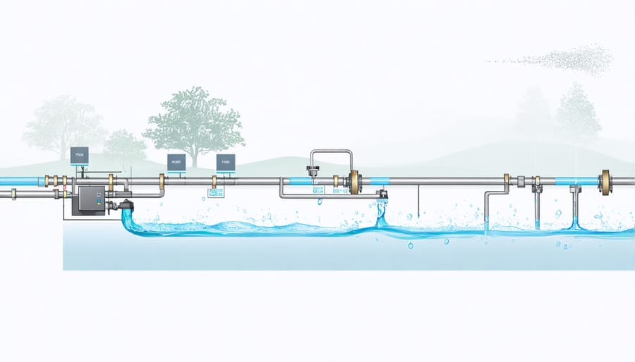 Detailed illustration of fog collector components including mesh, gutters, and storage tank