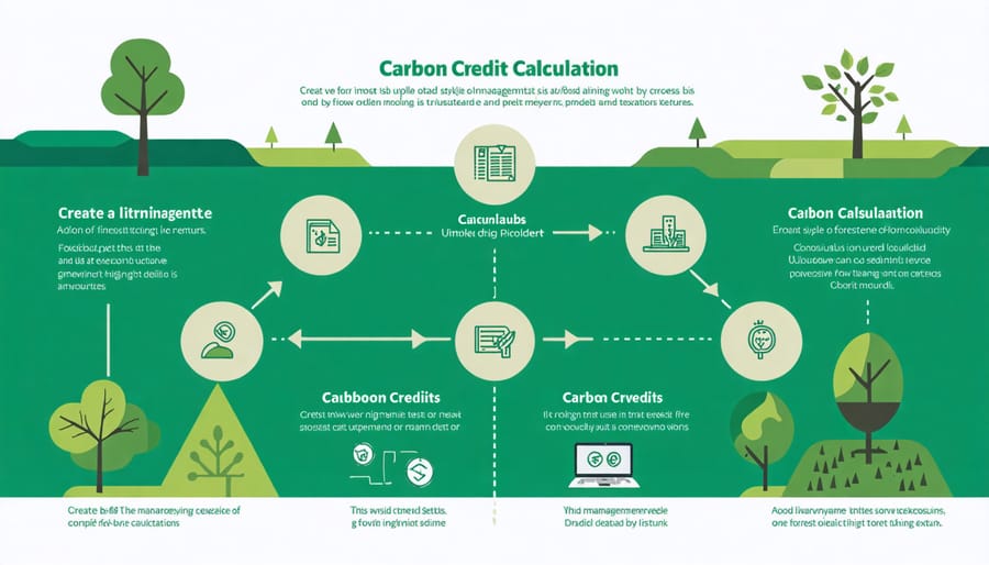 Visual diagram explaining how forest carbon credits are calculated and traded