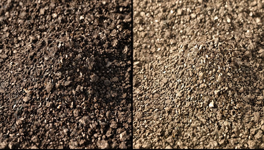 Two soil samples demonstrating the difference between organic and conventional soil structure