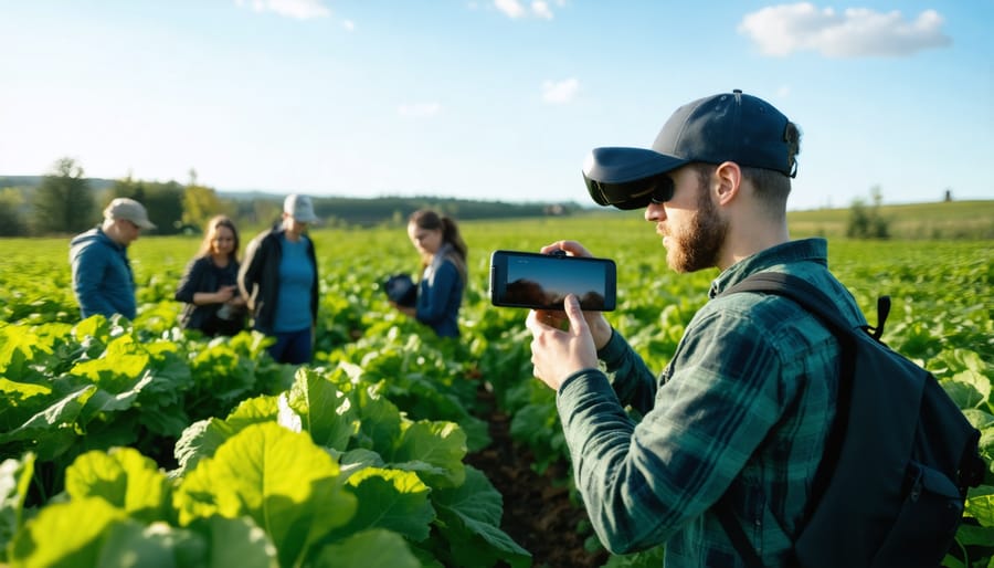 Group of Alberta farmers participating in AR-based organic farming training session