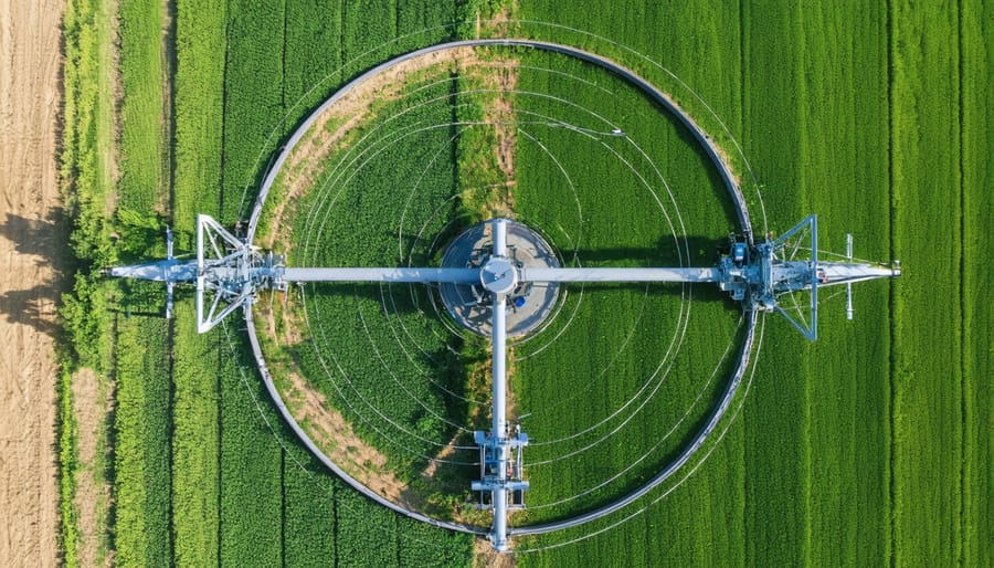 Smart pivot irrigation system operating in a circular field pattern with digital control interface