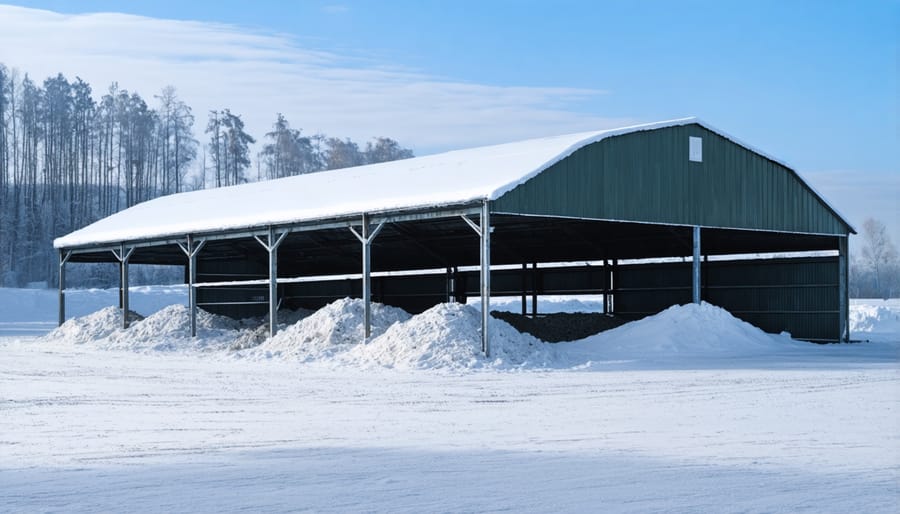 Modern covered manure storage facility designed for cold weather conditions