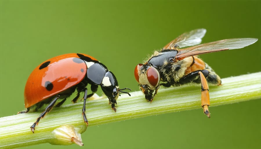 Various beneficial insects providing natural pest control on farm crops