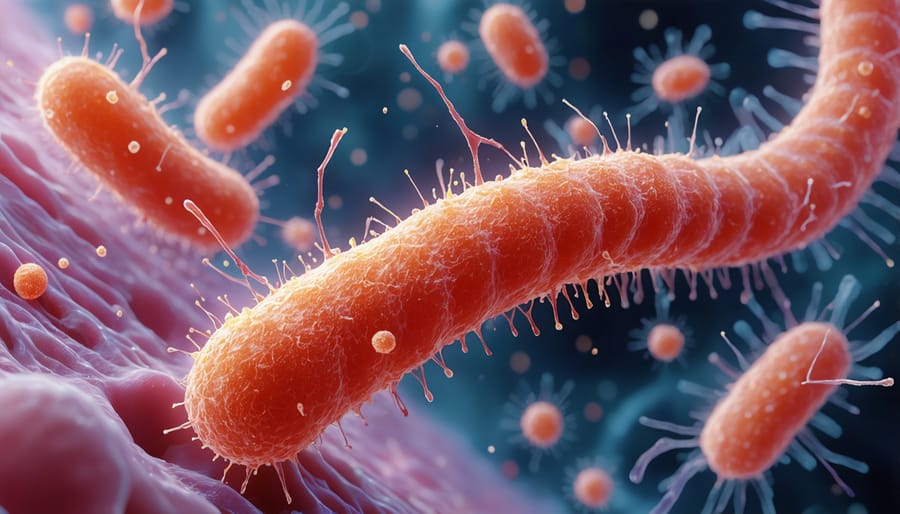 Microscopic view of Bt bacteria showing characteristic crystal proteins used in biological pest control