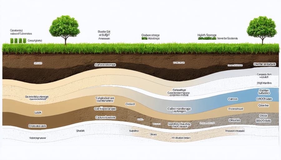 3D diagram illustrating soil carbon sequestration model with data layers