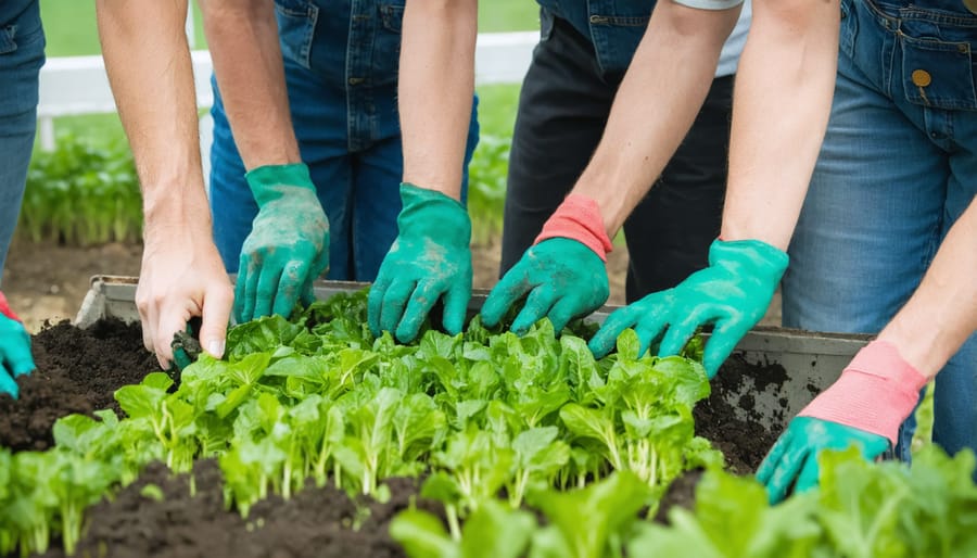 Diverse group of Canadian farmers learning sustainable practices during an outdoor workshop session