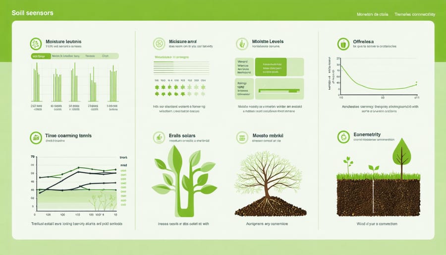 Data visualization dashboard showing soil moisture analytics and sensor readings