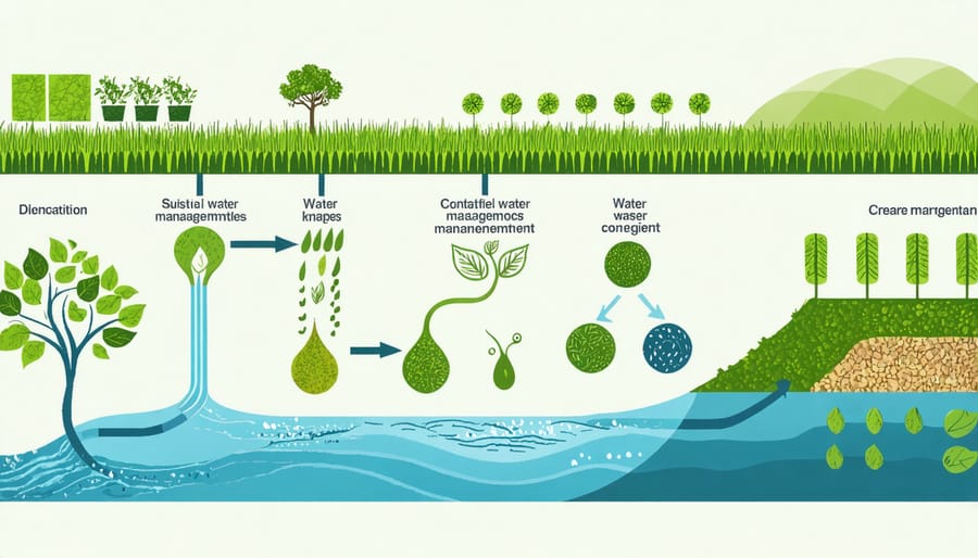 Infographic illustrating farm water management techniques and best practices
