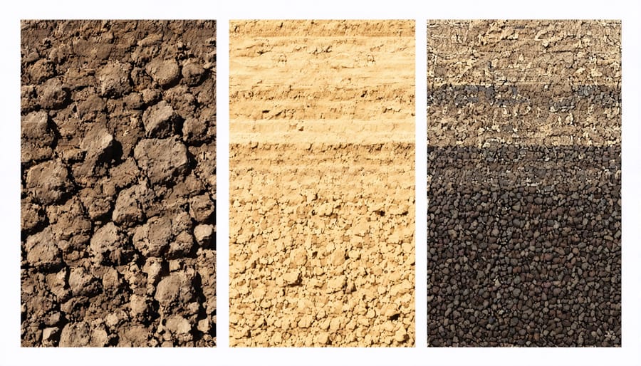 Comparison of dark rich soil versus lighter sandy soil types common in Alberta