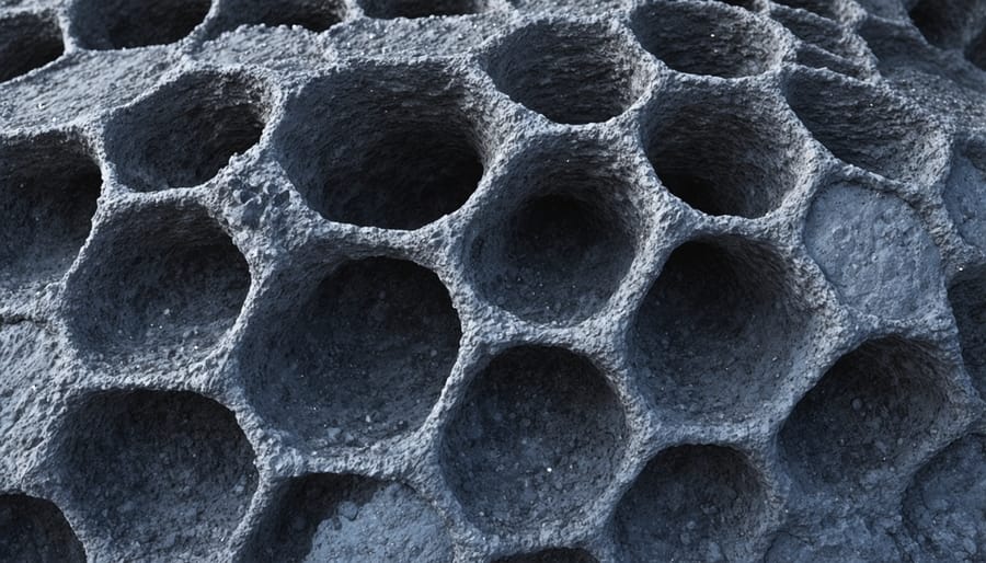 Electron microscope image of biochar's porous internal structure