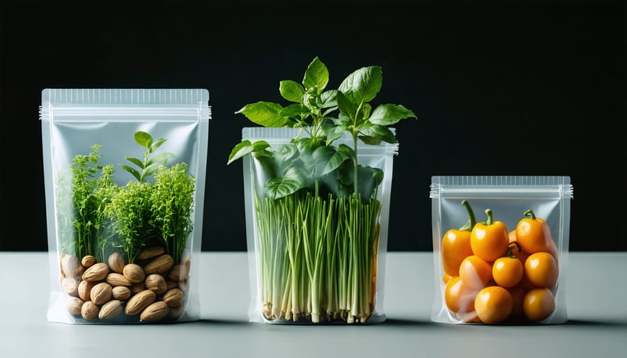 Eco-friendly farm packaging containers showing various sizes and applications for produce storage