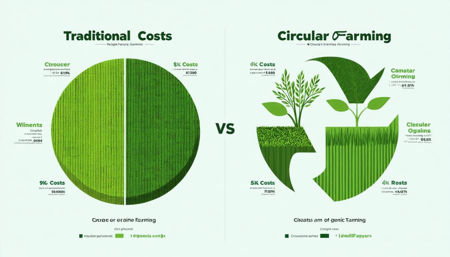 Cost comparison chart between conventional and circular organic farming methods
