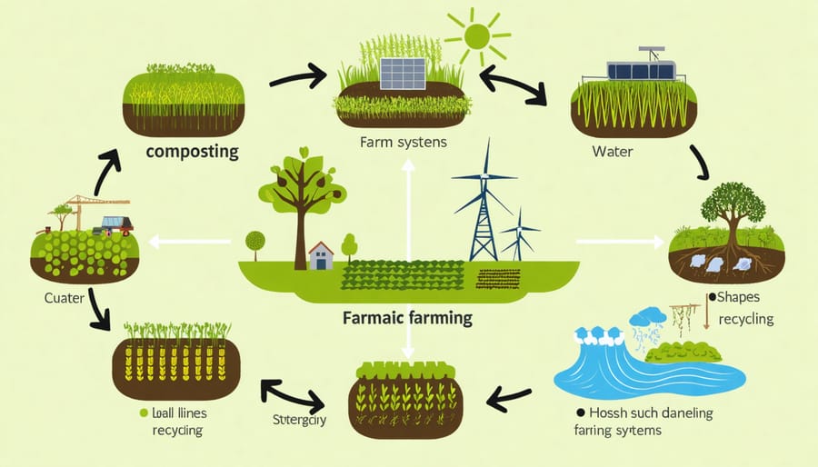 Circular diagram illustrating resource flows in organic farming systems