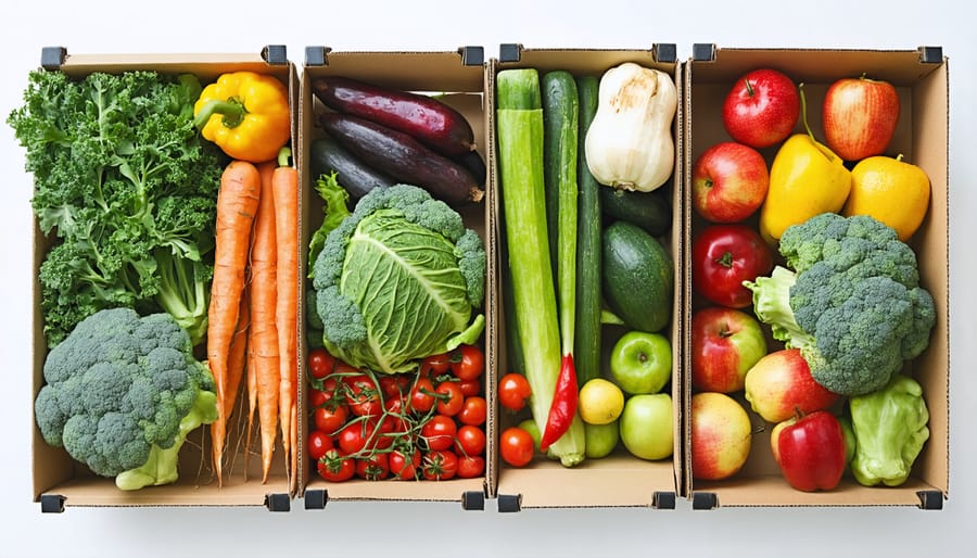Weekly CSA share box displaying colorful assortment of fresh local produce