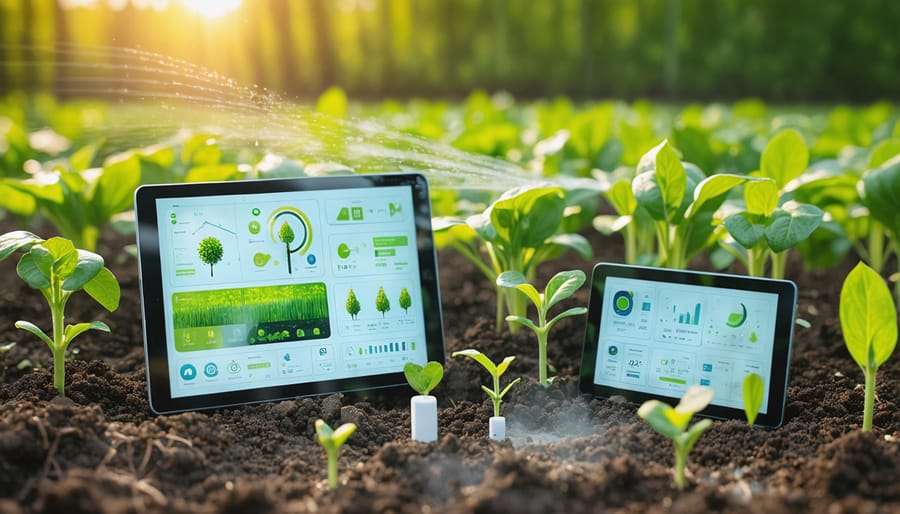 Farmer using digital tools and smart technology for sustainable farm management