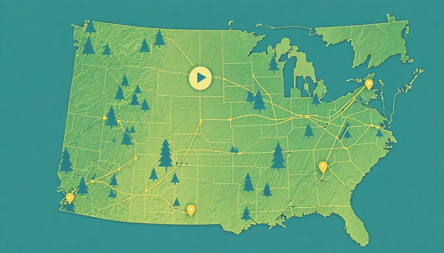 Smart farm distribution software displaying optimal delivery routes across rural areas