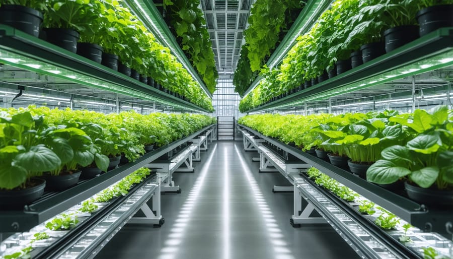 Multi-level hydroponic growing system with LED lighting in an urban vertical farm