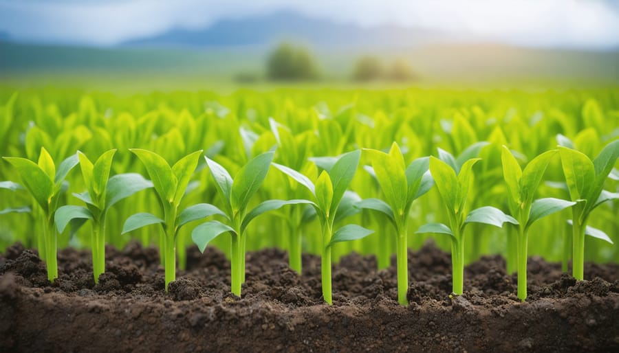 Farmer working with modern organic farming equipment while maintaining environmental standards