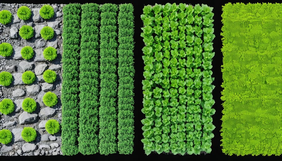 Side-by-side comparison showing improved crop growth in basalt-treated soil versus untreated soil