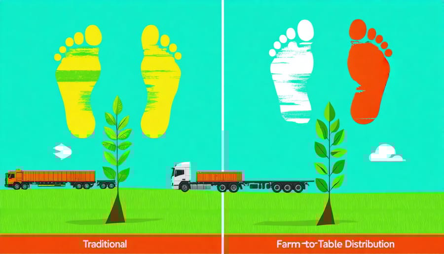 Visual representation of carbon emissions reduction in sustainable farm-to-table distribution