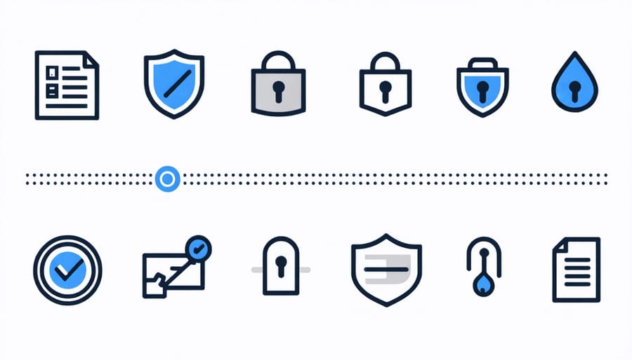 Visual representation of organic certification data security elements with lock icons and certification badges