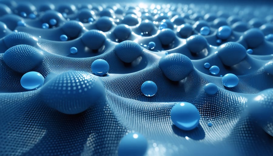 Microscopic view of graphene membrane filtering water molecules