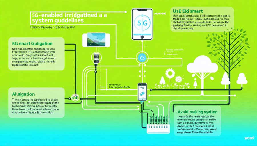 Diagram illustrating how 5G connects various components of a precision irrigation system