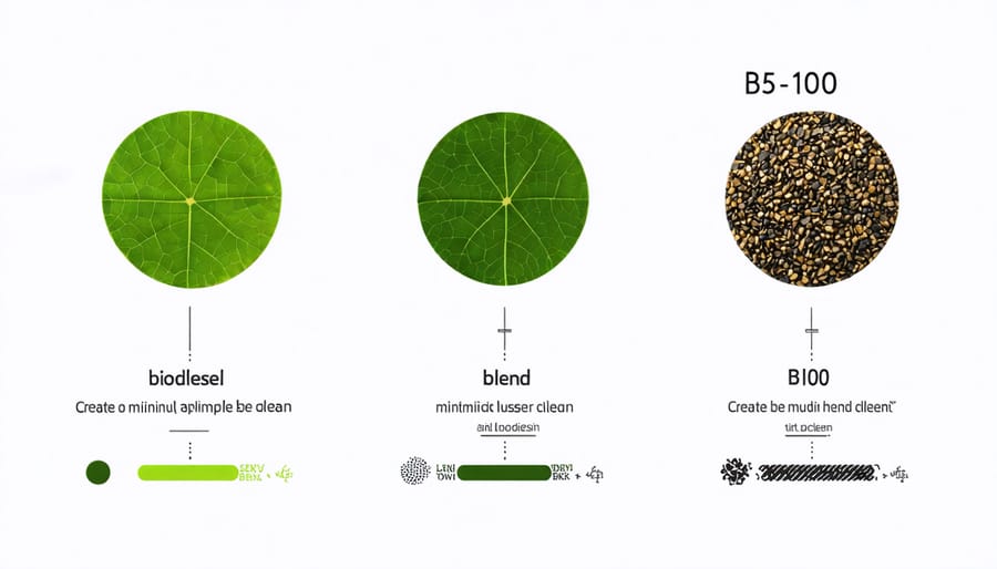 Infographic showing biodiesel blend percentages and their characteristics