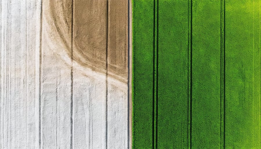 Side-by-side comparison of monoculture and diverse farming systems during drought