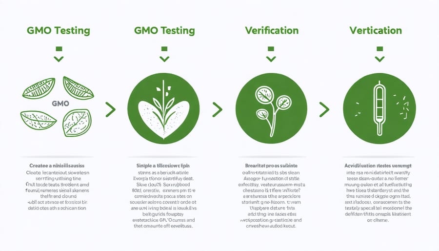 Step-by-step visualization of GMO testing and verification procedures