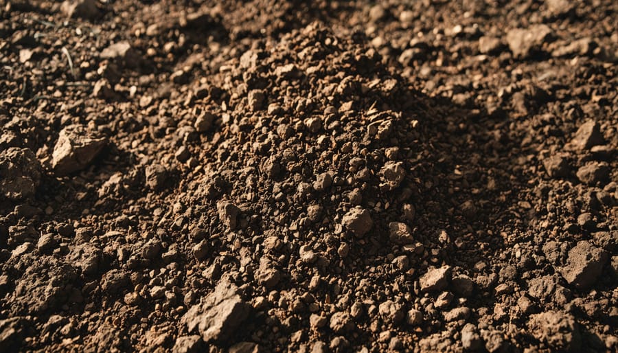 Close-up of hands holding rich organic soil with visible earthworms