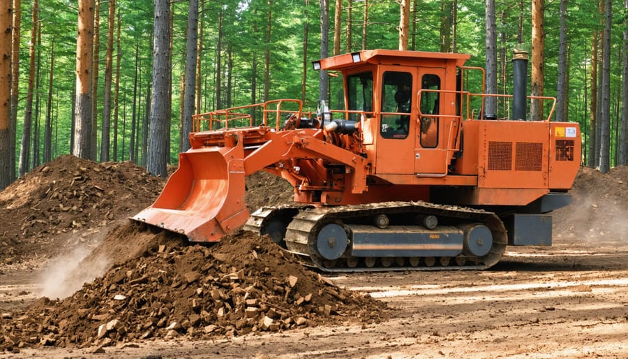Forest residue processing equipment operating in an agroforestry setting