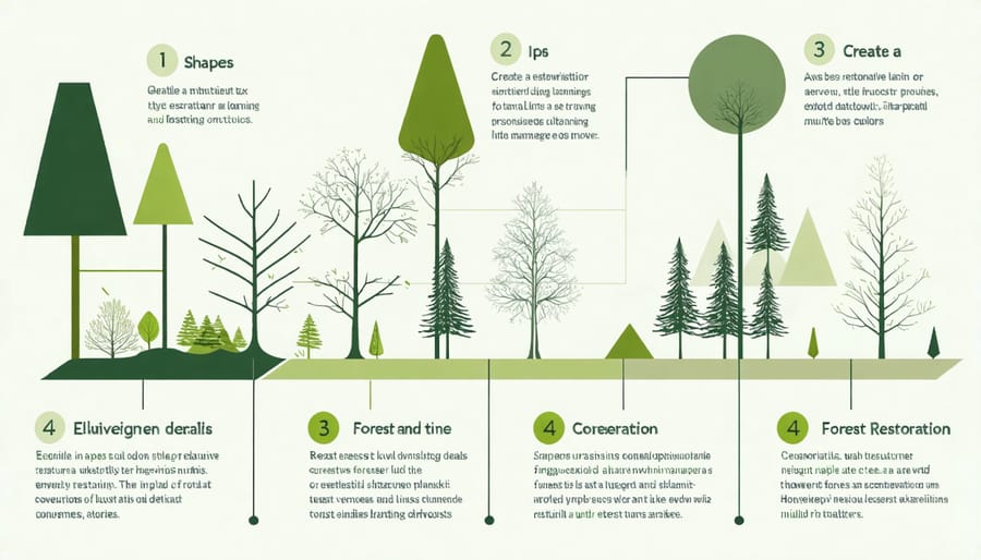 Visual diagram of forest restoration planning steps and considerations