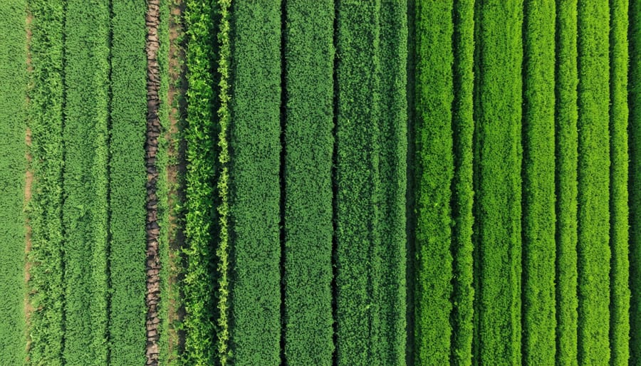 Overhead view of layered compost pile with manure, straw, and organic materials in wooden bin
