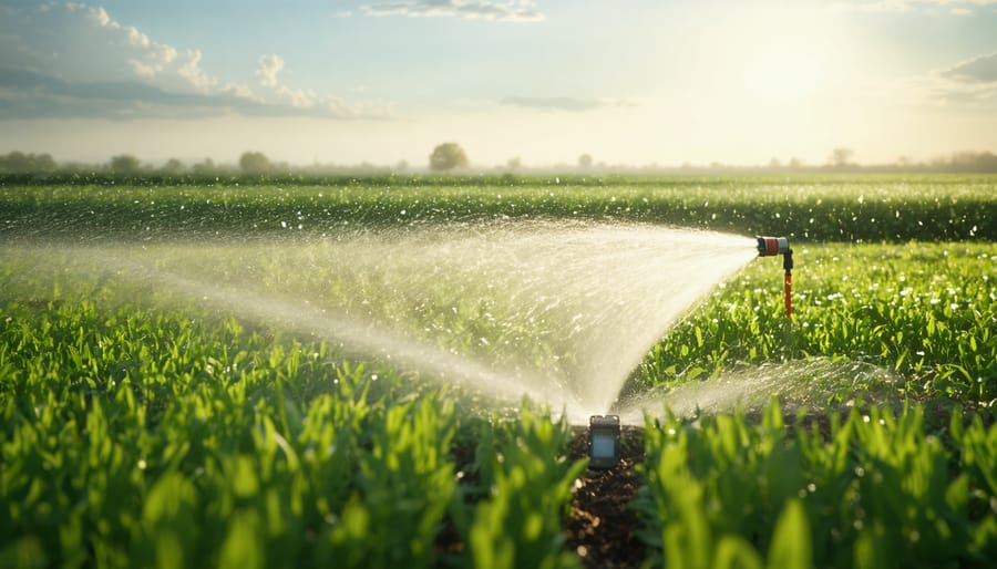 Farmer using smartphone app to monitor soil moisture data in organic field