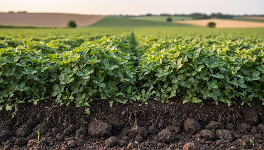 Dense cover crop mixture preventing invasive weed establishment in agricultural field