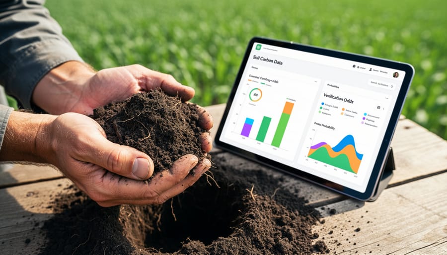 Cross-section close-up of healthy soil showing organic matter and root structures