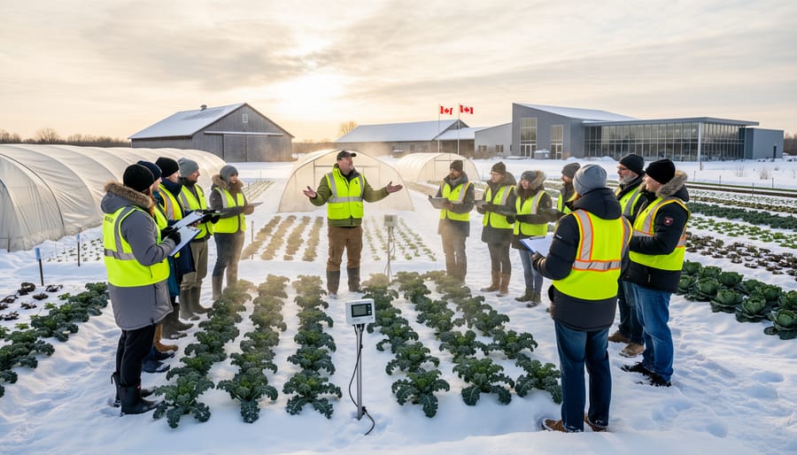 Expansive Alberta farmland with snow-dusted fields showing cold-climate agricultural landscape