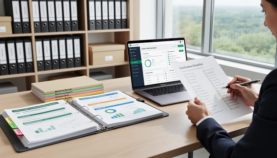 Farmer reviewing field records and documentation on farm truck tailgate