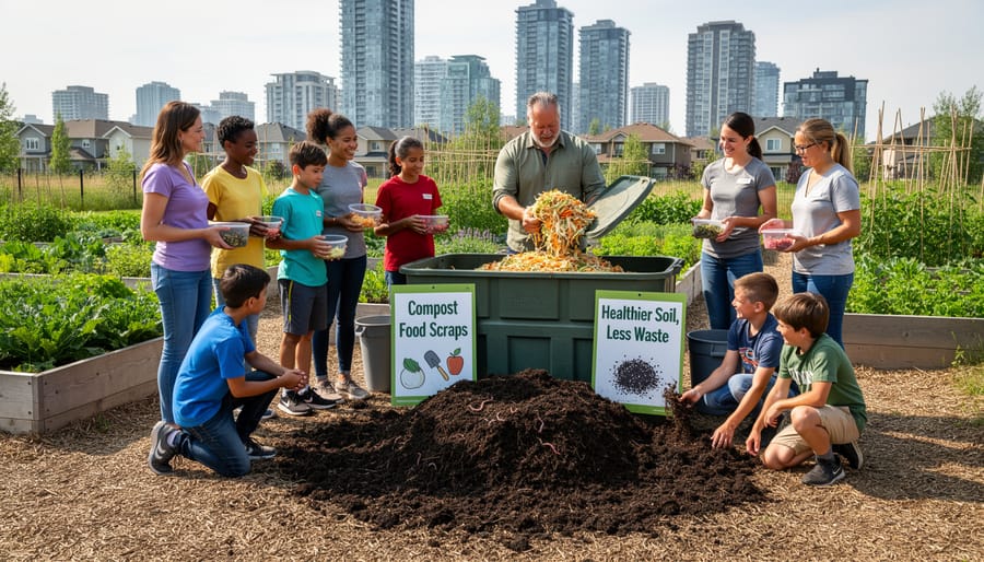 Close-up of hands holding rich composted soil with visible organic matter