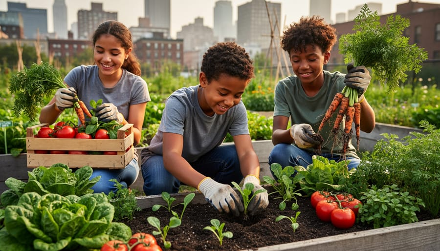 Close-up of young farmer's hands holding freshly harvested rainbow carrots with soil