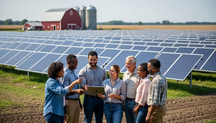 Solar panel array integrated into agricultural field setting